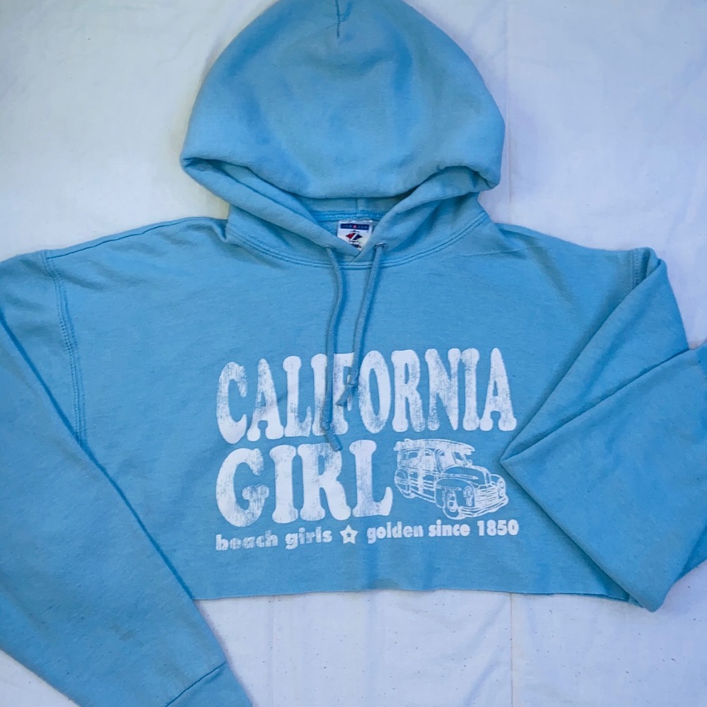 Blue Cropped Hoodie